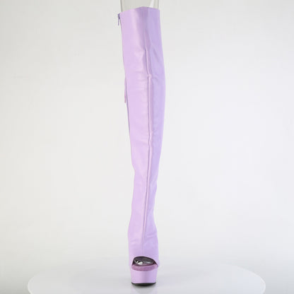 DELIGHT-3019 6" Heel, 1 3/4"PF Open Toe/Heel Over-The-Knee Boot, Side Zip