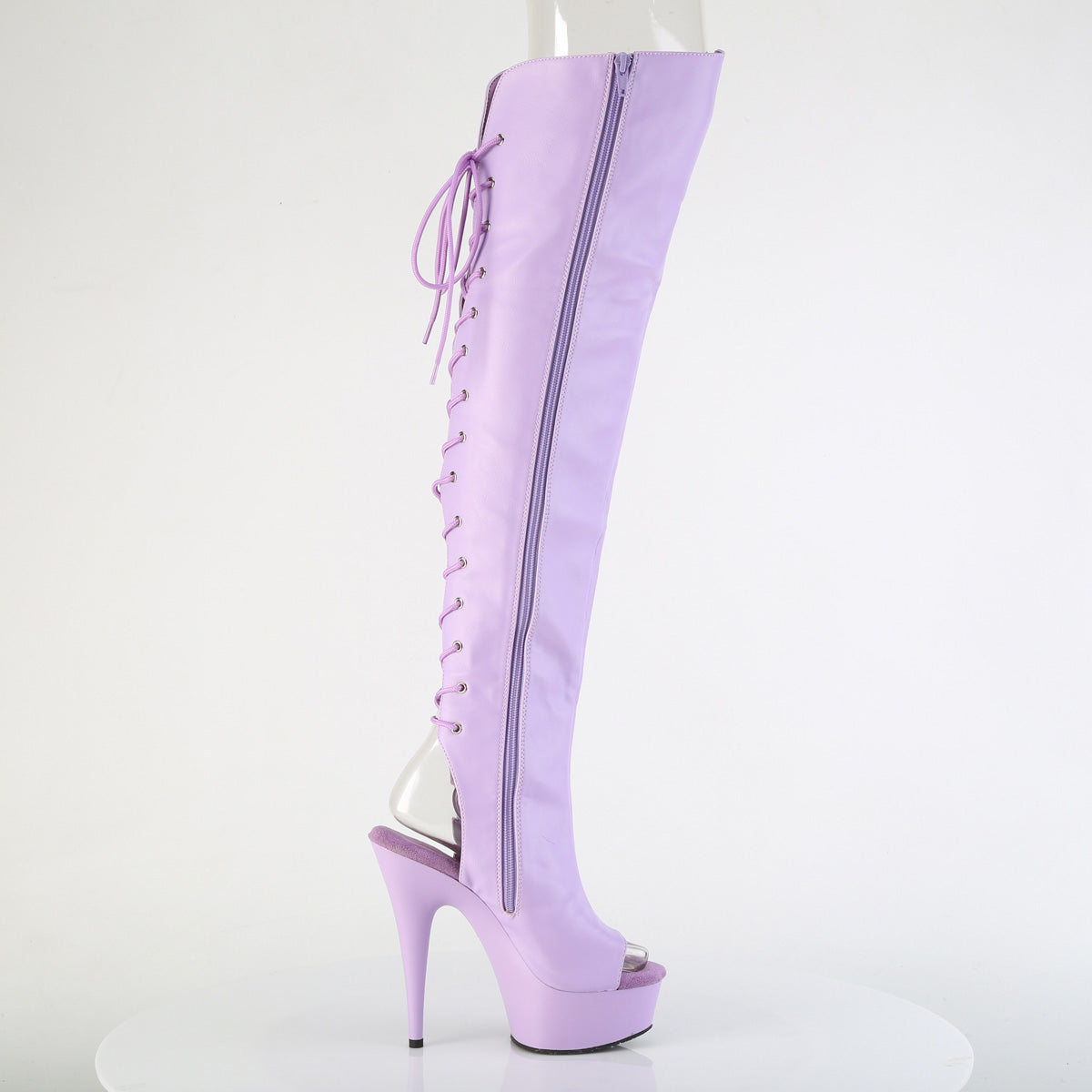 DELIGHT-3019 6" Heel, 1 3/4"PF Open Toe/Heel Over-The-Knee Boot, Side Zip