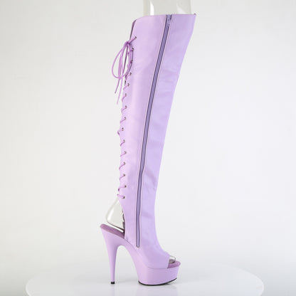 DELIGHT-3019 6" Heel, 1 3/4"PF Open Toe/Heel Over-The-Knee Boot, Side Zip