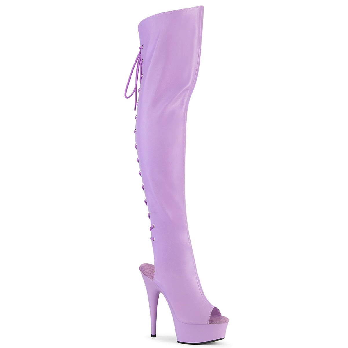 DELIGHT-3019 6" Heel, 1 3/4"PF Open Toe/Heel Over-The-Knee Boot, Side Zip