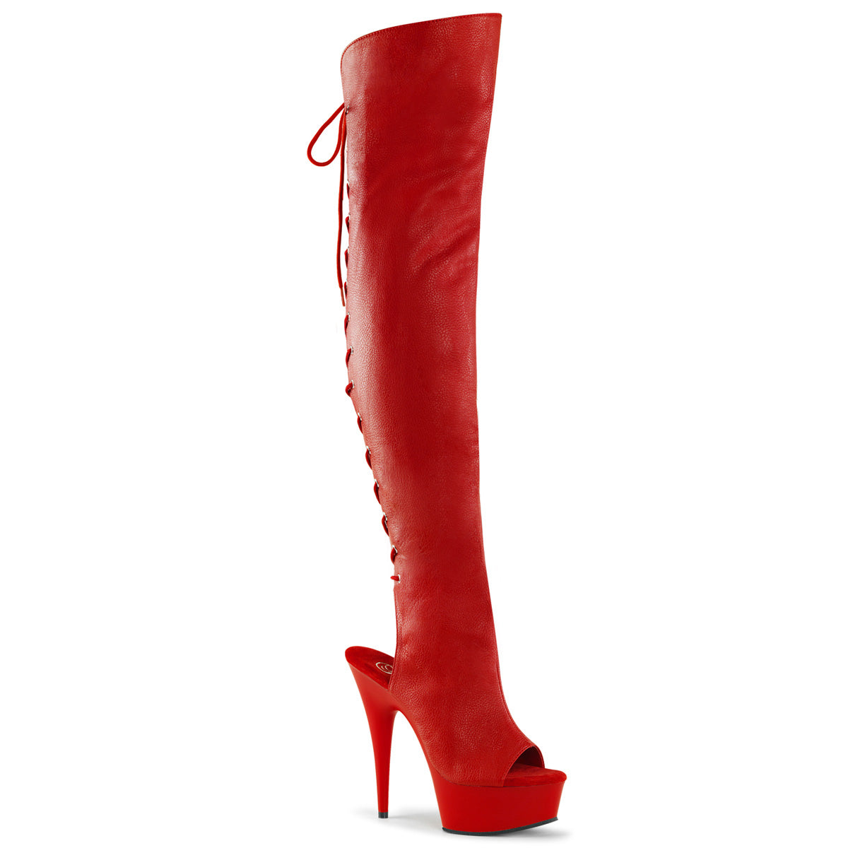 DELIGHT-3019 6" Heel, 1 3/4" PF Open Toe Over-The-Knee Boot, Side Zip