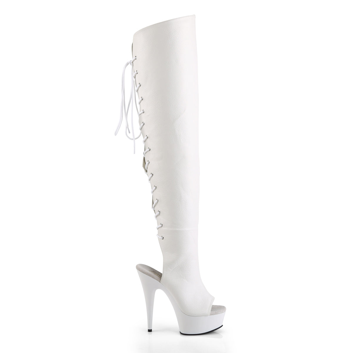 DELIGHT-3019 6" Heel, 1 3/4" PF Open Toe Over-The-Knee Boot, Side Zip