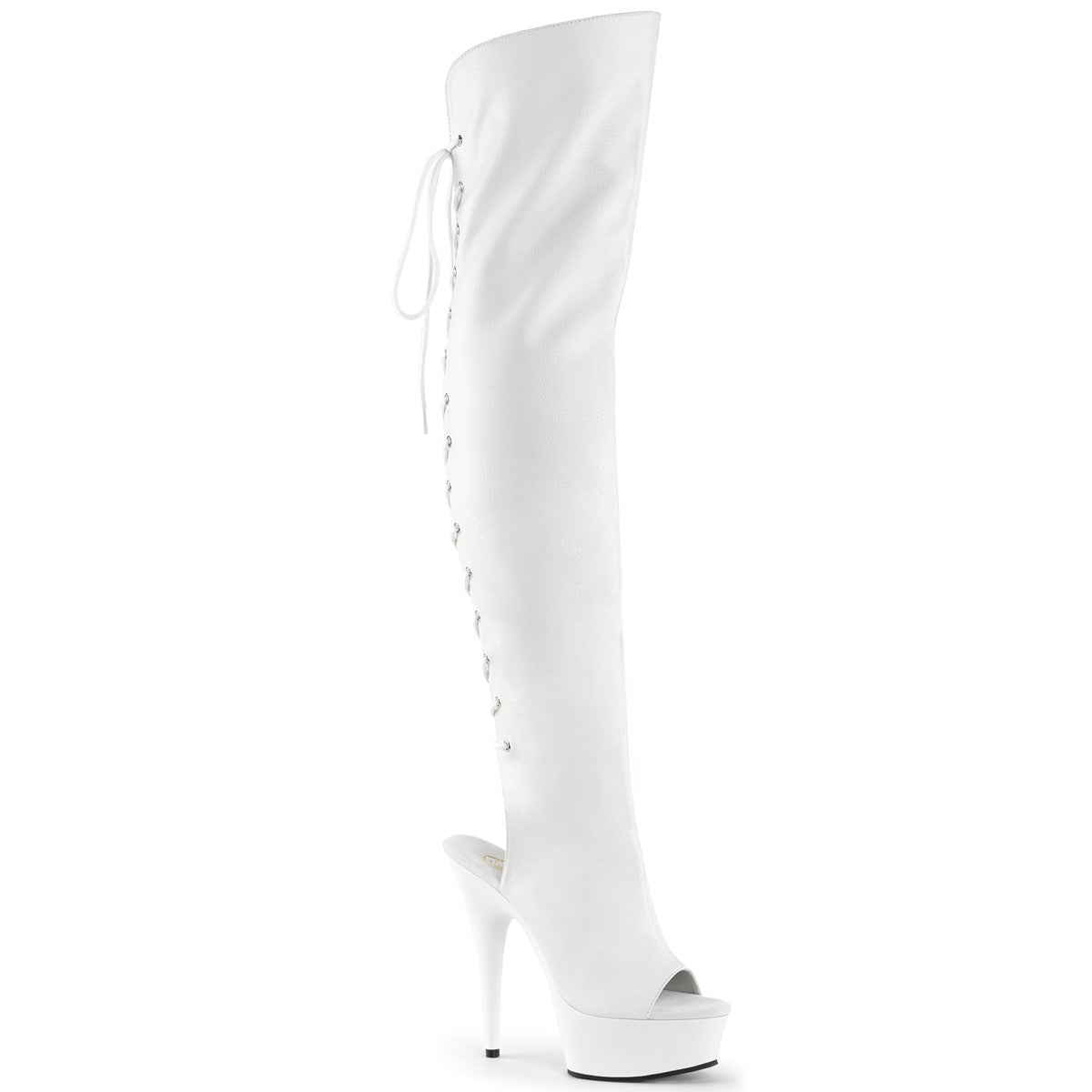 DELIGHT-3019 6" Heel, 1 3/4" PF Open Toe Over-The-Knee Boot, Side Zip