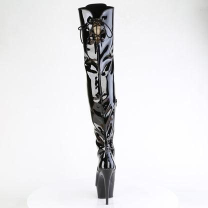 DELIGHT-3022 *6" Heel, 1 3/4" PF Lace-Up Thigh Boot, 1/2 Inside Zip
