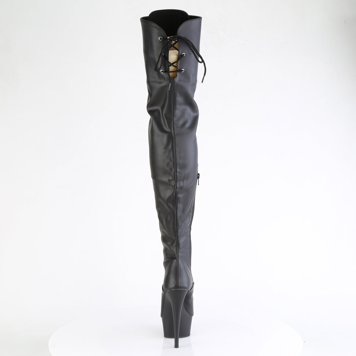 DELIGHT-3022 *6" Heel, 1 3/4" PF Lace-Up Thigh Boot, 1/2 Inside Zip
