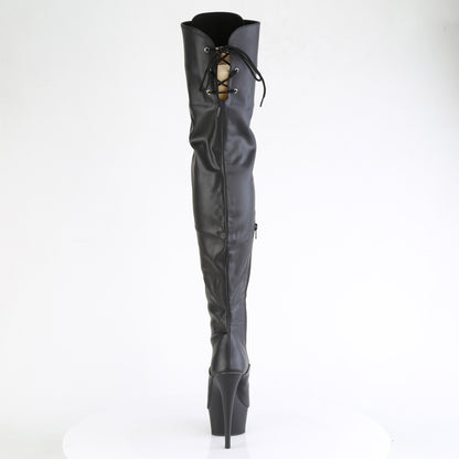 DELIGHT-3022 *6" Heel, 1 3/4" PF Lace-Up Thigh Boot, 1/2 Inside Zip