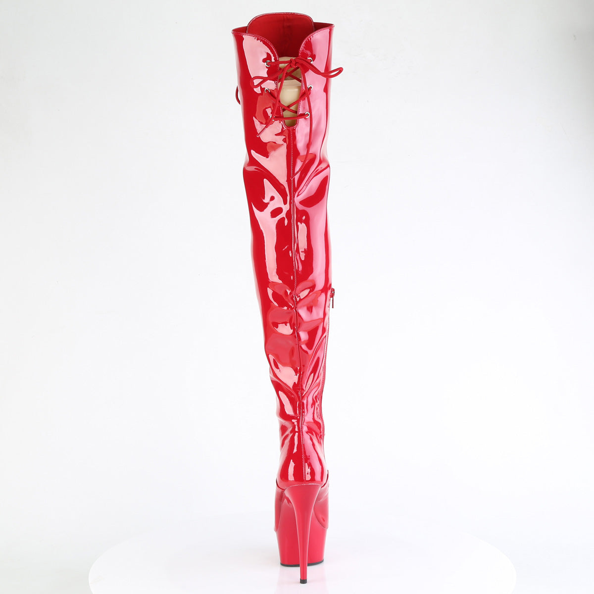 DELIGHT-3022 *6" Heel, 1 3/4" PF Lace-Up Thigh Boot, 1/2 Inside Zip