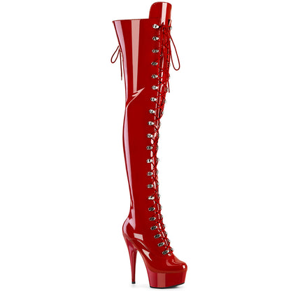 DELIGHT-3022 *6" Heel, 1 3/4" PF Lace-Up Thigh Boot, 1/2 Inside Zip