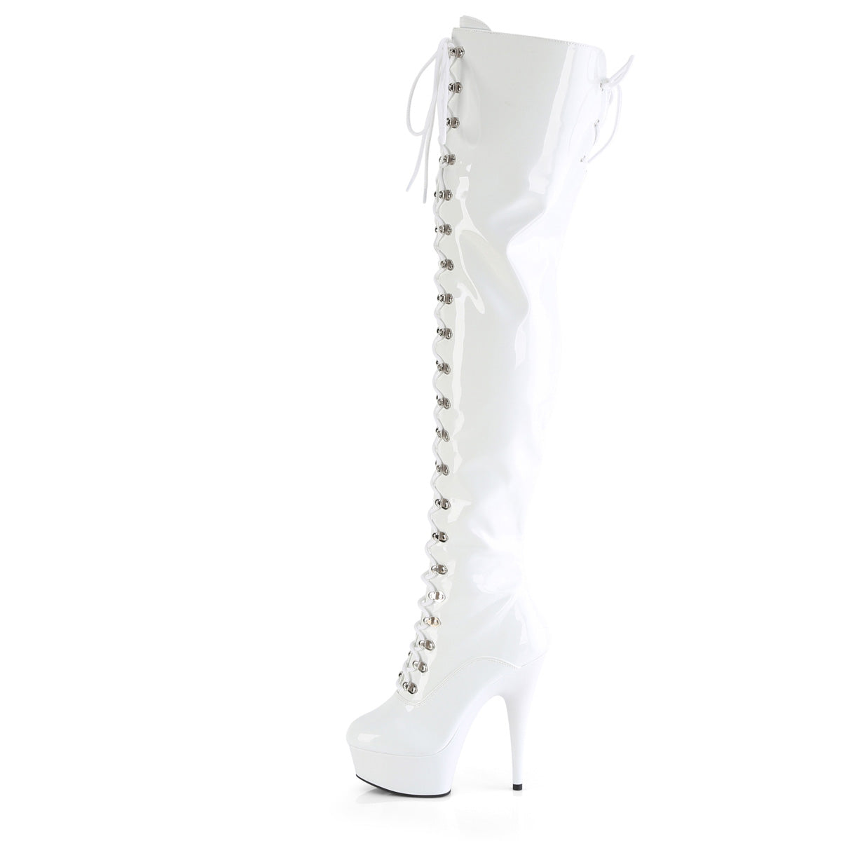 DELIGHT-3022 *6" Heel, 1 3/4" PF Lace-Up Thigh Boot, 1/2 Inside Zip