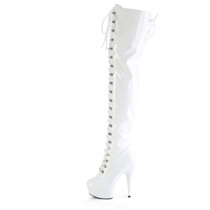 DELIGHT-3022 *6" Heel, 1 3/4" PF Lace-Up Thigh Boot, 1/2 Inside Zip