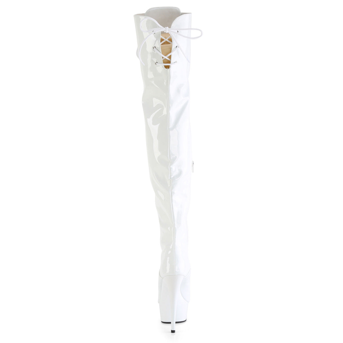 DELIGHT-3022 *6" Heel, 1 3/4" PF Lace-Up Thigh Boot, 1/2 Inside Zip