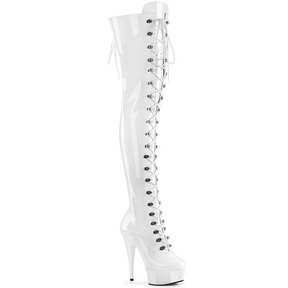 DELIGHT-3022 *6" Heel, 1 3/4" PF Lace-Up Thigh Boot, 1/2 Inside Zip