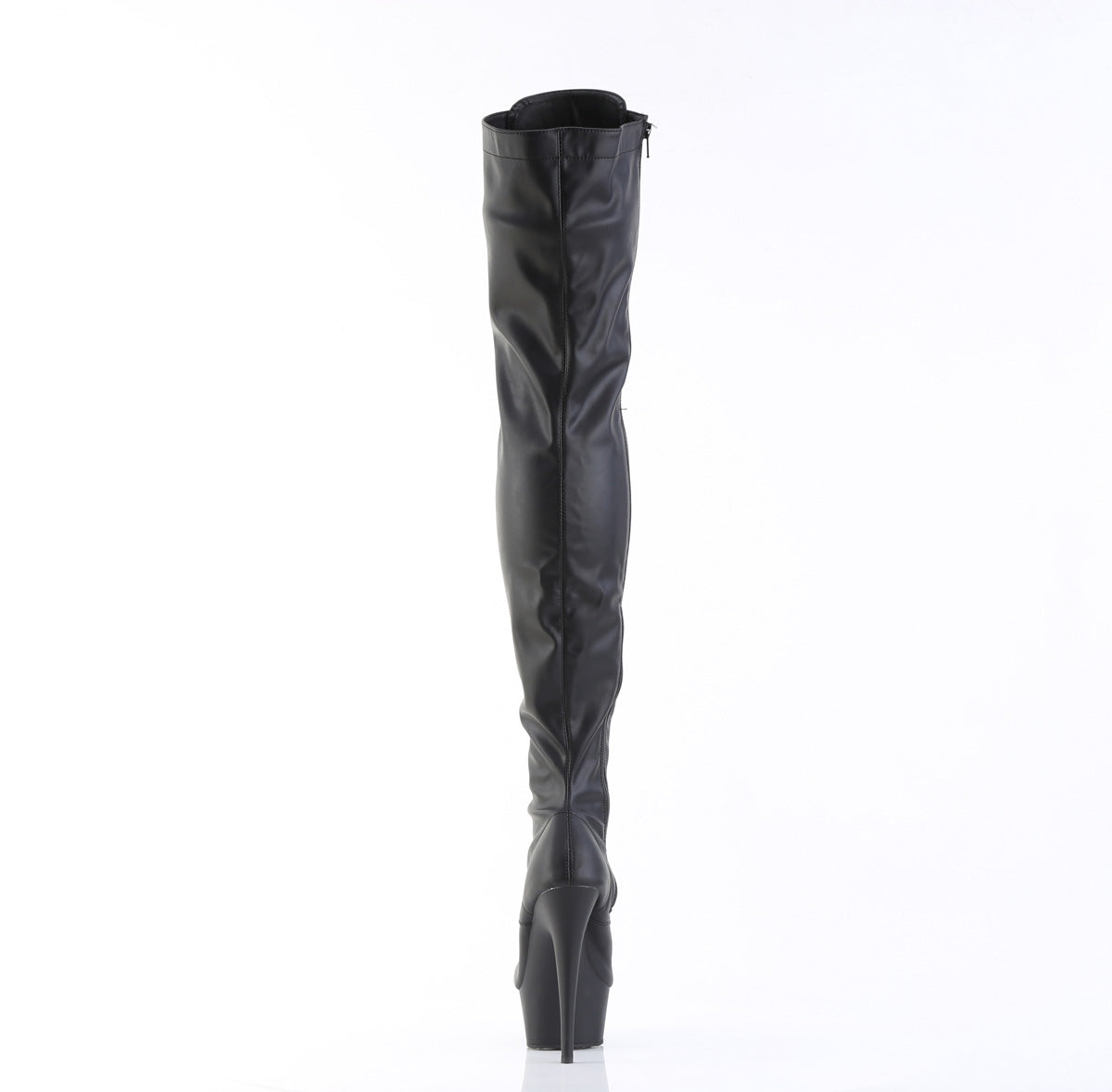 DELIGHT-3023 6" Heel, 1 3/4" PF Lace-Up Stretch Thigh Boot, Side Zip