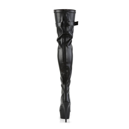 DELIGHT-3025 6" Heel, 1 3/4" PF Peep Toe Lace-up Thigh Boot, Back Zip