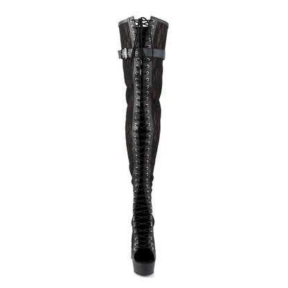 DELIGHT-3025ML 6" Heel, 1 3/4" PF Peep Toe Lace-up Thigh Boot, Back Zip