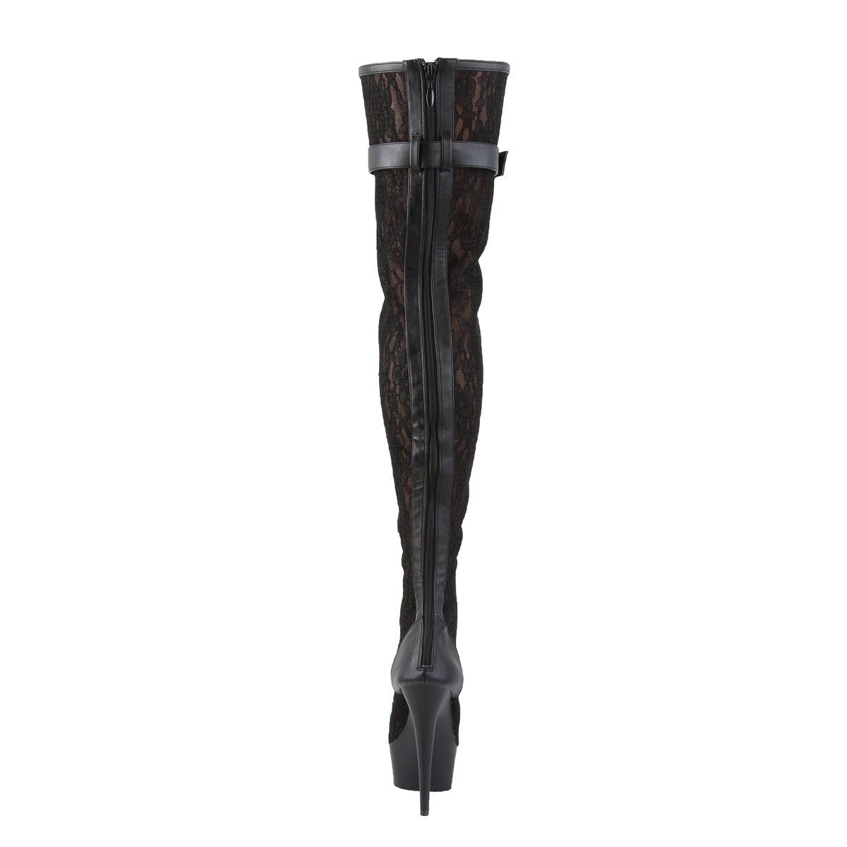 DELIGHT-3025ML 6" Heel, 1 3/4" PF Peep Toe Lace-up Thigh Boot, Back Zip