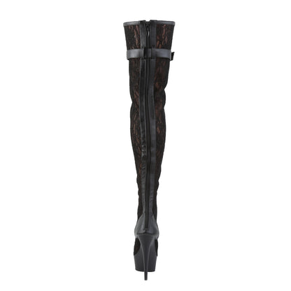 DELIGHT-3025ML 6" Heel, 1 3/4" PF Peep Toe Lace-up Thigh Boot, Back Zip