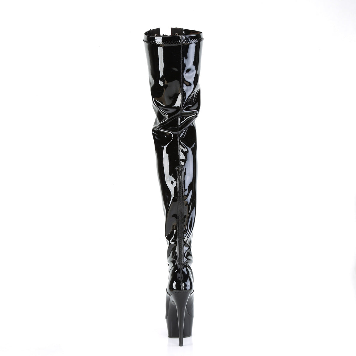 DELIGHT-3027 *6" Heel, 1 3/4" PF Two Tone Thigh High Boot, Front Zip