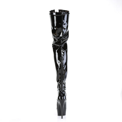 DELIGHT-3027 *6" Heel, 1 3/4" PF Two Tone Thigh High Boot, Front Zip