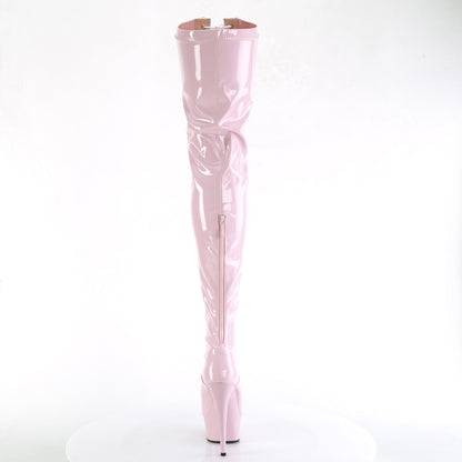 DELIGHT-3027 *6" Heel, 1 3/4" PF Two Tone Thigh High Boot, Front Zip