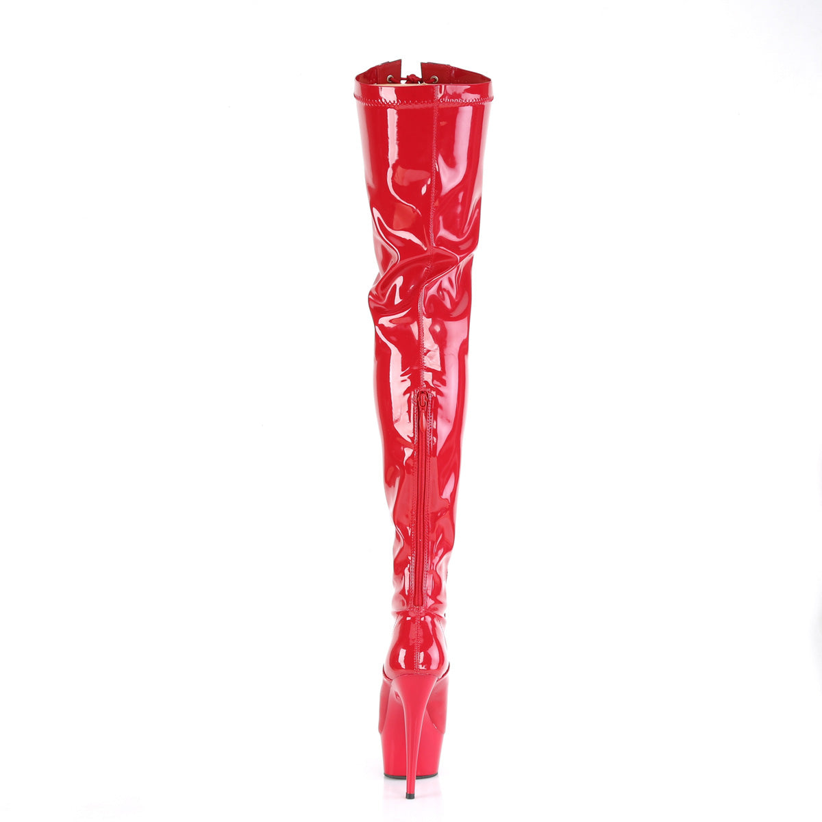 DELIGHT-3027 *6" Heel, 1 3/4" PF Two Tone Thigh High Boot, Front Zip