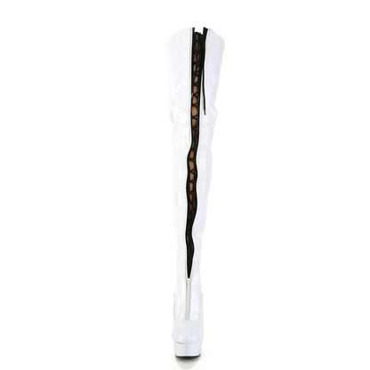 DELIGHT-3027 *6" Heel, 1 3/4" PF Two Tone Thigh High Boot, Front Zip