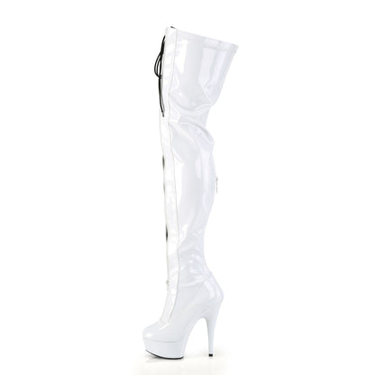 DELIGHT-3027 *6" Heel, 1 3/4" PF Two Tone Thigh High Boot, Front Zip