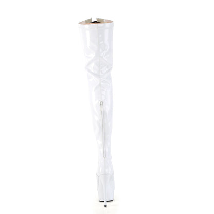 DELIGHT-3027 *6" Heel, 1 3/4" PF Two Tone Thigh High Boot, Front Zip
