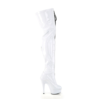 DELIGHT-3027 *6" Heel, 1 3/4" PF Two Tone Thigh High Boot, Front Zip
