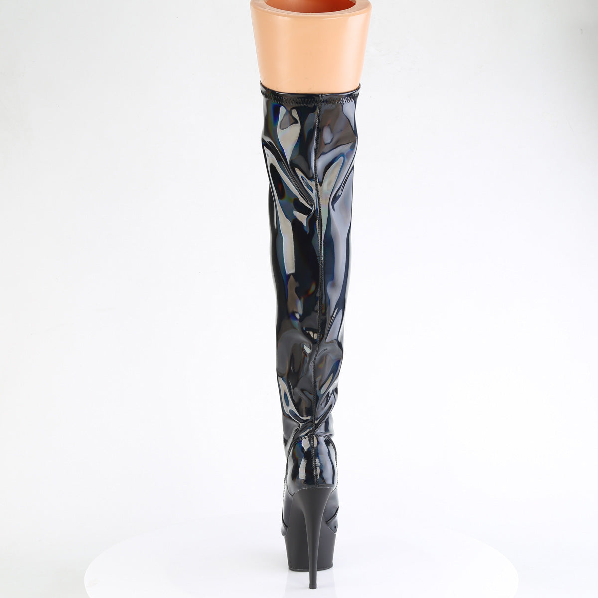 DELIGHT-3029 *6" Heel, 1 3/4" PF Stretch Lace-Up OTK Boot, Outer Zip