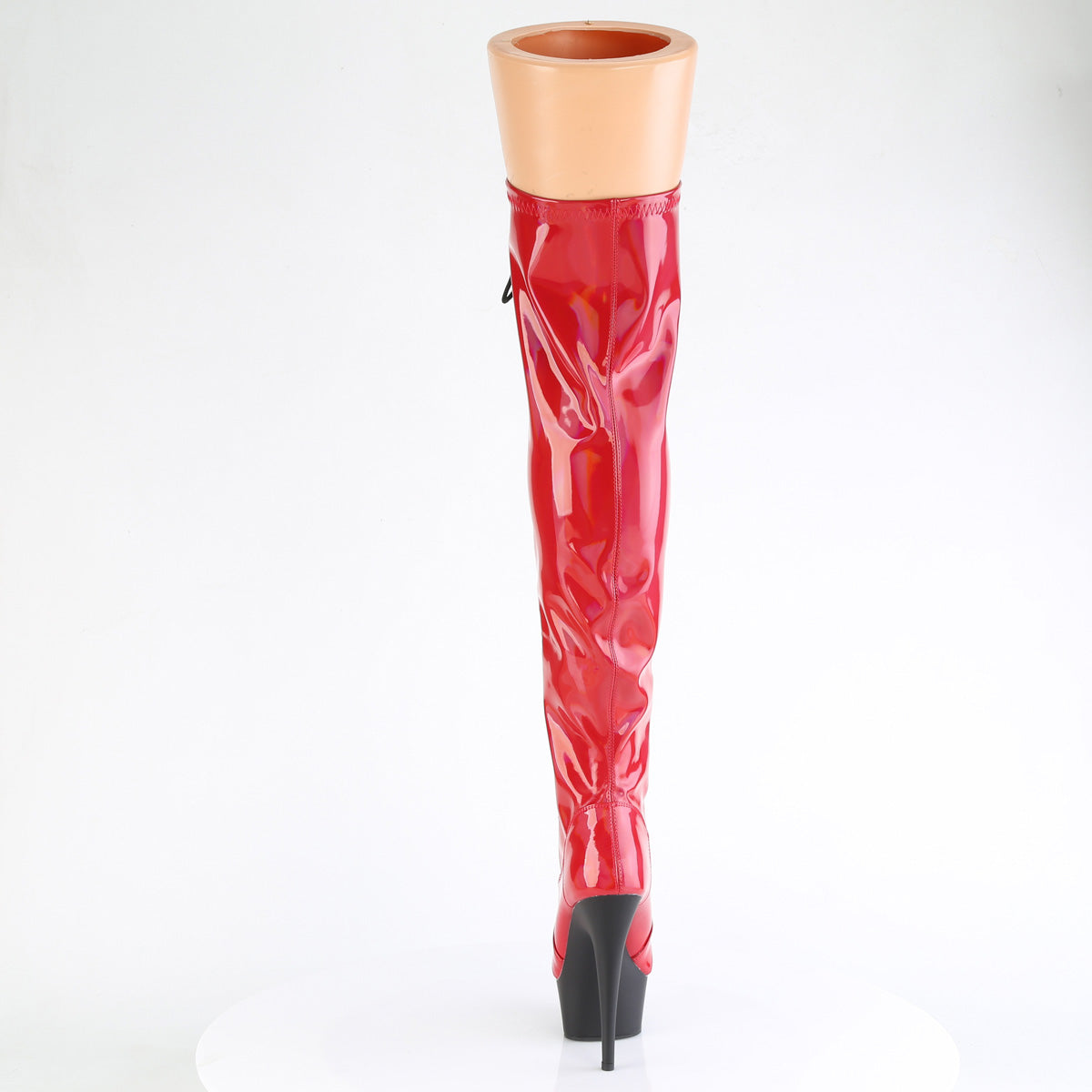 DELIGHT-3029 *6" Heel, 1 3/4" PF Stretch Lace-Up OTK Boot, Outer Zip