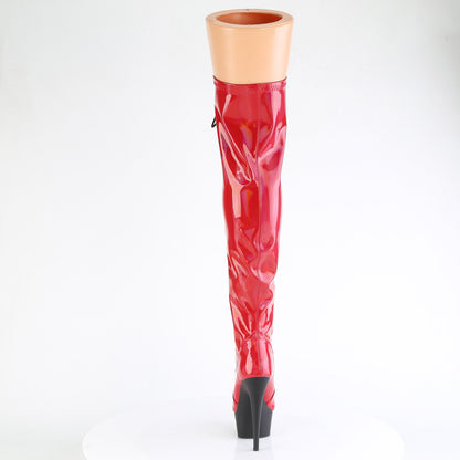 DELIGHT-3029 *6" Heel, 1 3/4" PF Stretch Lace-Up OTK Boot, Outer Zip