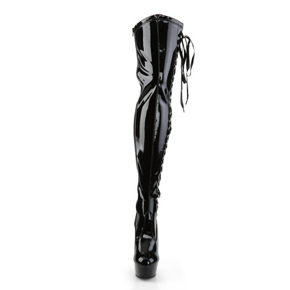 DELIGHT-3050 6" Heel, 1 3/4" PF Thigh Boot w/Side Ribbon Lace, Side Zip
