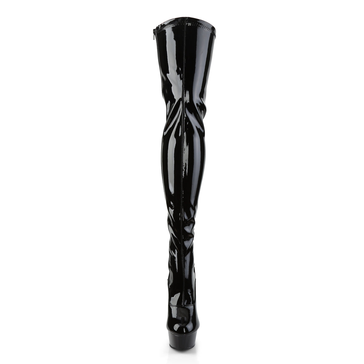 DELIGHT-3063 6" Heel, 1 3/4" PF Back Lace Thigh Boot, Side Zip