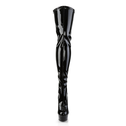 DELIGHT-3063 6" Heel, 1 3/4" PF Back Lace Thigh Boot, Side Zip