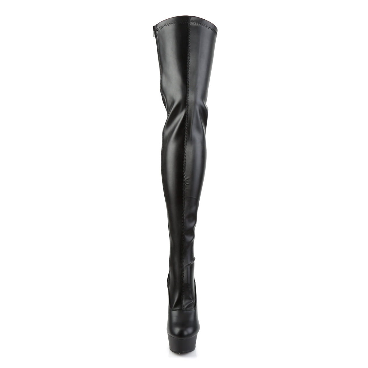 DELIGHT-3063 6" Heel, 1 3/4" PF Back Lace Thigh Boot, Side Zip