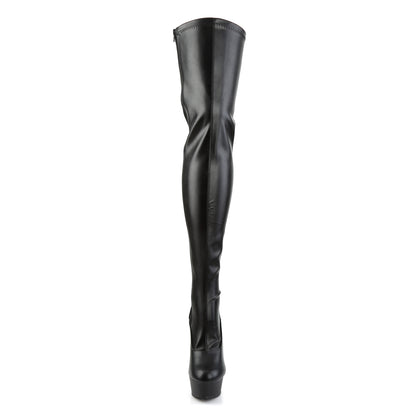 DELIGHT-3063 6" Heel, 1 3/4" PF Back Lace Thigh Boot, Side Zip