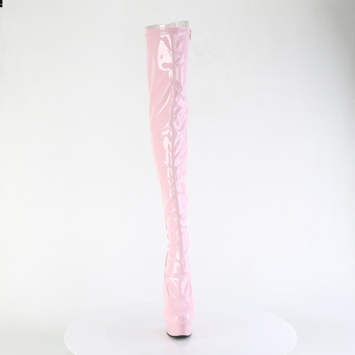 DELIGHT-3063 6" Heel, 1 3/4" PF Back Lace Thigh Boot, Side Zip