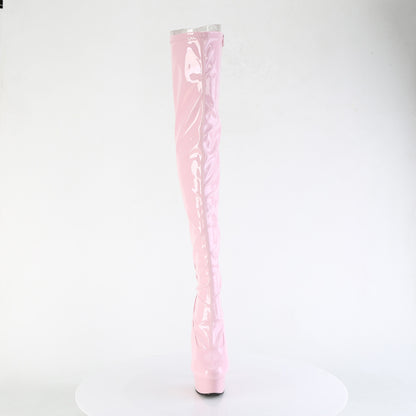 DELIGHT-3063 6" Heel, 1 3/4" PF Back Lace Thigh Boot, Side Zip