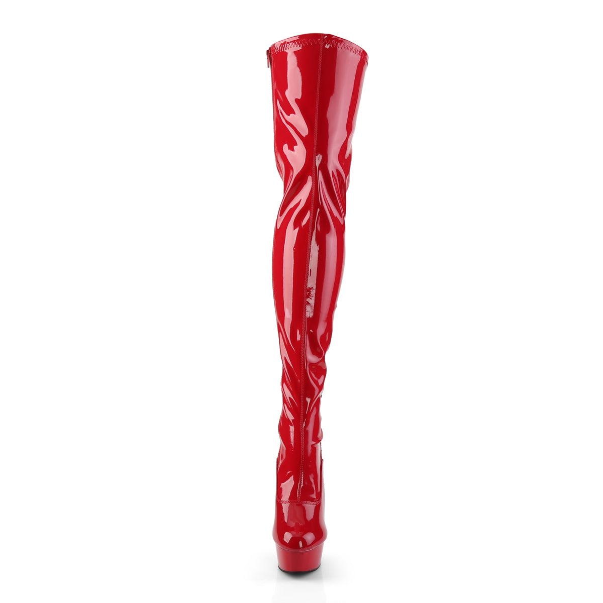 DELIGHT-3063 6" Heel, 1 3/4" PF Back Lace Thigh Boot, Side Zip