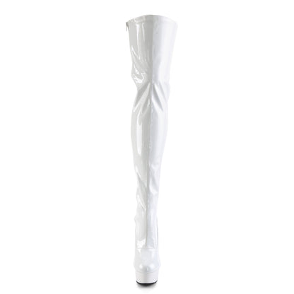 DELIGHT-3063 *6" Heel, 1 3/4" PF Back Lace Stretch Thigh Boot, Side Zip