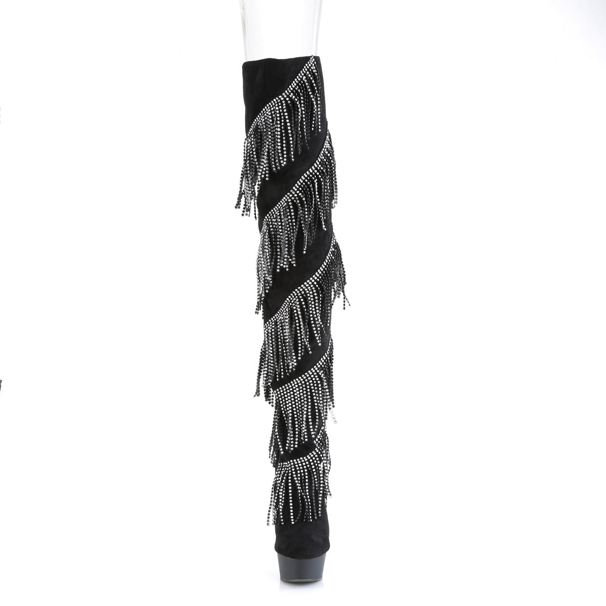 DELIGHT-3065 *6" Heel, 1 3/4" PF Thigh Boot w/RS Fringe, Inside Zip