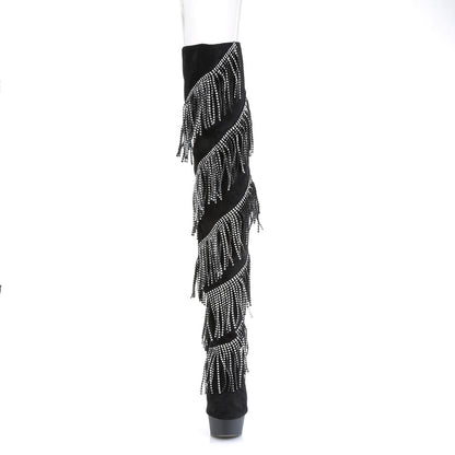DELIGHT-3065 *6" Heel, 1 3/4" PF Thigh Boot w/RS Fringe, Inside Zip