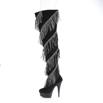 DELIGHT-3065 *6" Heel, 1 3/4" PF Thigh Boot w/RS Fringe, Inside Zip
