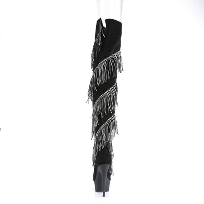 DELIGHT-3065 *6" Heel, 1 3/4" PF Thigh Boot w/RS Fringe, Inside Zip