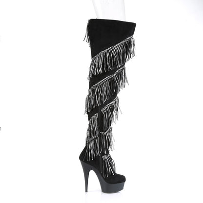 DELIGHT-3065 *6" Heel, 1 3/4" PF Thigh Boot w/RS Fringe, Inside Zip