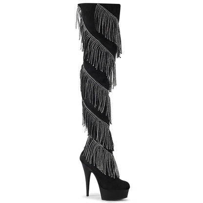 DELIGHT-3065 *6" Heel, 1 3/4" PF Thigh Boot w/RS Fringe, Inside Zip