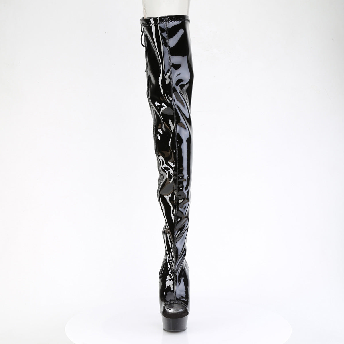 DELIGHT-4017 6" Heel, 1 3/4" PF Back Lace Stretch Crotch Boot, Side Zip