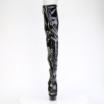 DELIGHT-4017 6" Heel, 1 3/4" PF Back Lace Stretch Crotch Boot, Side Zip