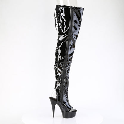 DELIGHT-4017 6" Heel, 1 3/4" PF Back Lace Stretch Crotch Boot, Side Zip